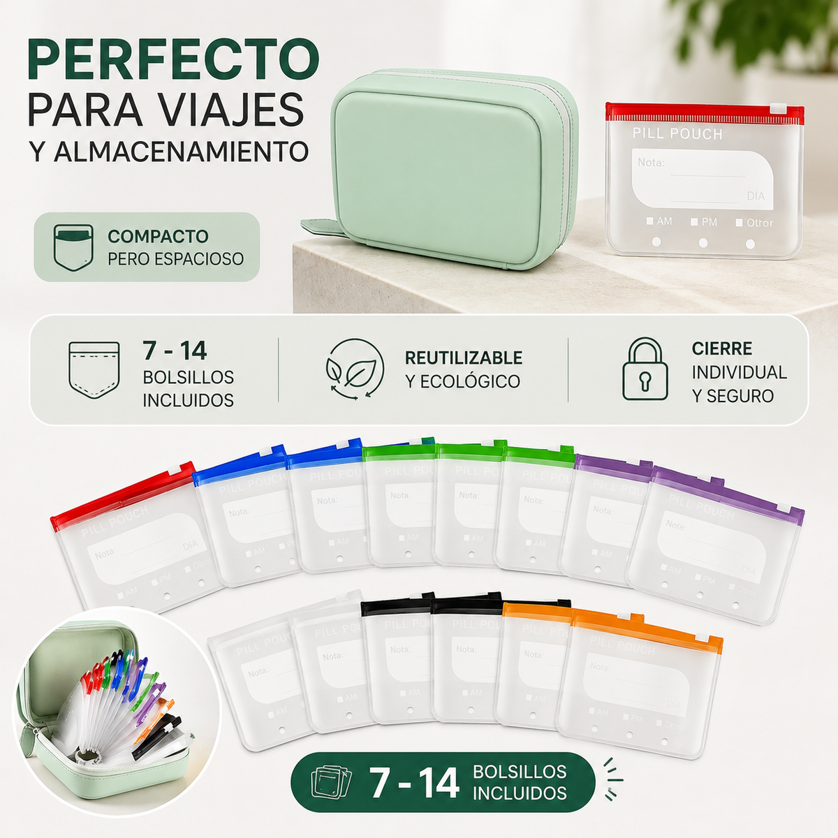 MediPocket™ | Estuche Organizador de Medicamentos