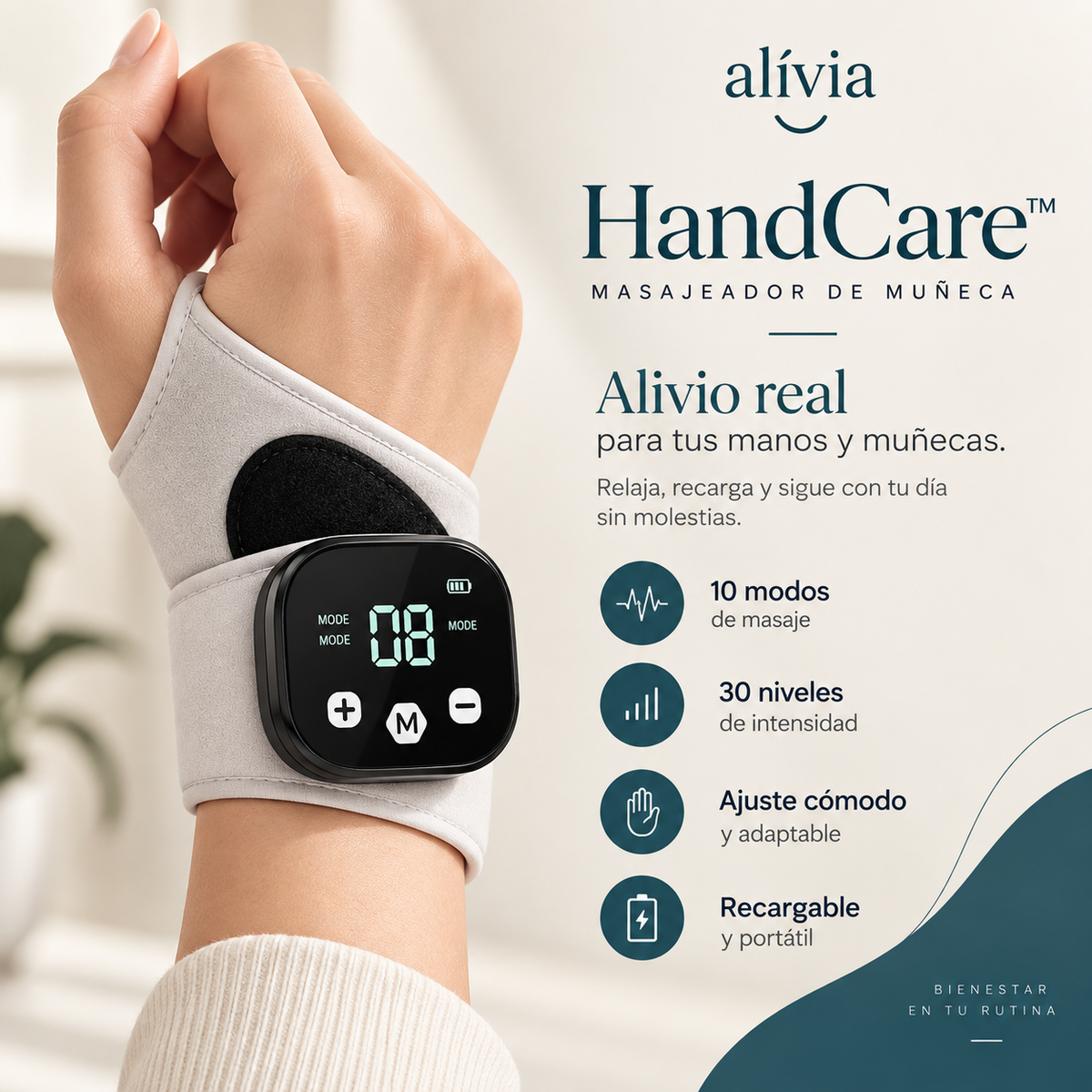 Alívia HandCare™ | Masajeador Terapéutico de Muñeca y Mano
