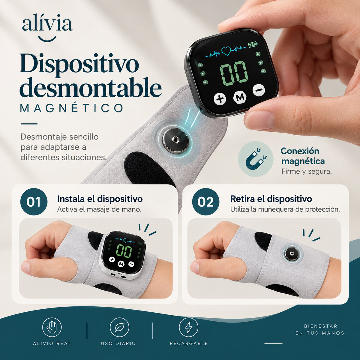 Alívia HandCare™ | Masajeador Terapéutico de Muñeca y Mano